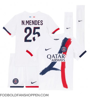Paris Saint-Germain Nuno Mendes #25 Udebanetrøje Børn 2024-25 Kortærmet (+ Korte bukser)